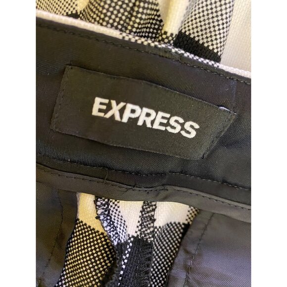 Express Columnist Ankle Low Rise Stretch Pants 6R/6R Black & White Check Preppy - Picture 3 of 6
